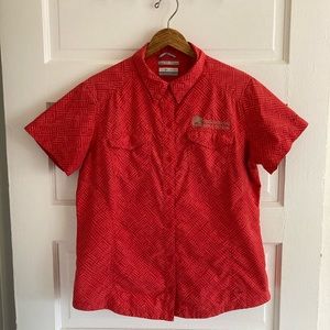 👚[Columbia] Omni-Shade Short Sleeved Blouse Yellowstone Association Size L, EUC